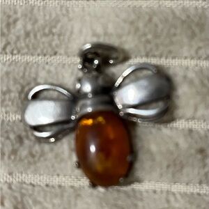 Silver and Amber Bee Pendant